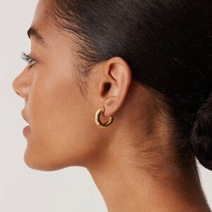 Thick chunky small gold‎ plated hoop earrings